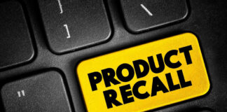 Product recall key on computer keyboard