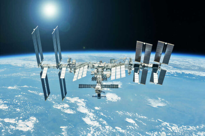 International Space Station orbiting above Earth.